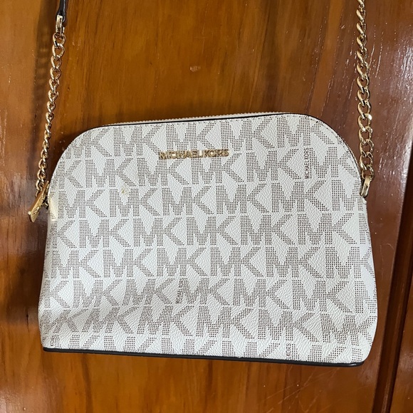 Michael Kors White and Tan Crossbody Bag with Signature Style - Picture 1 of 4